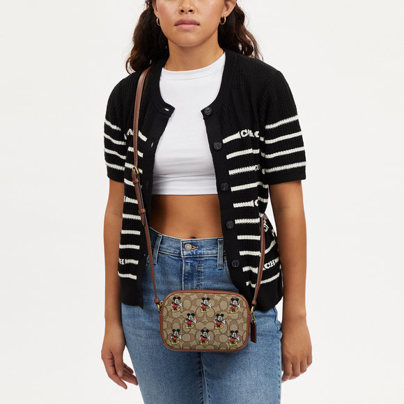 NWT Coach Outlet Disney X Coach Mini Jamie Camera Bag Sig Jacquard Mickey Mouse - Picture 4 of 6